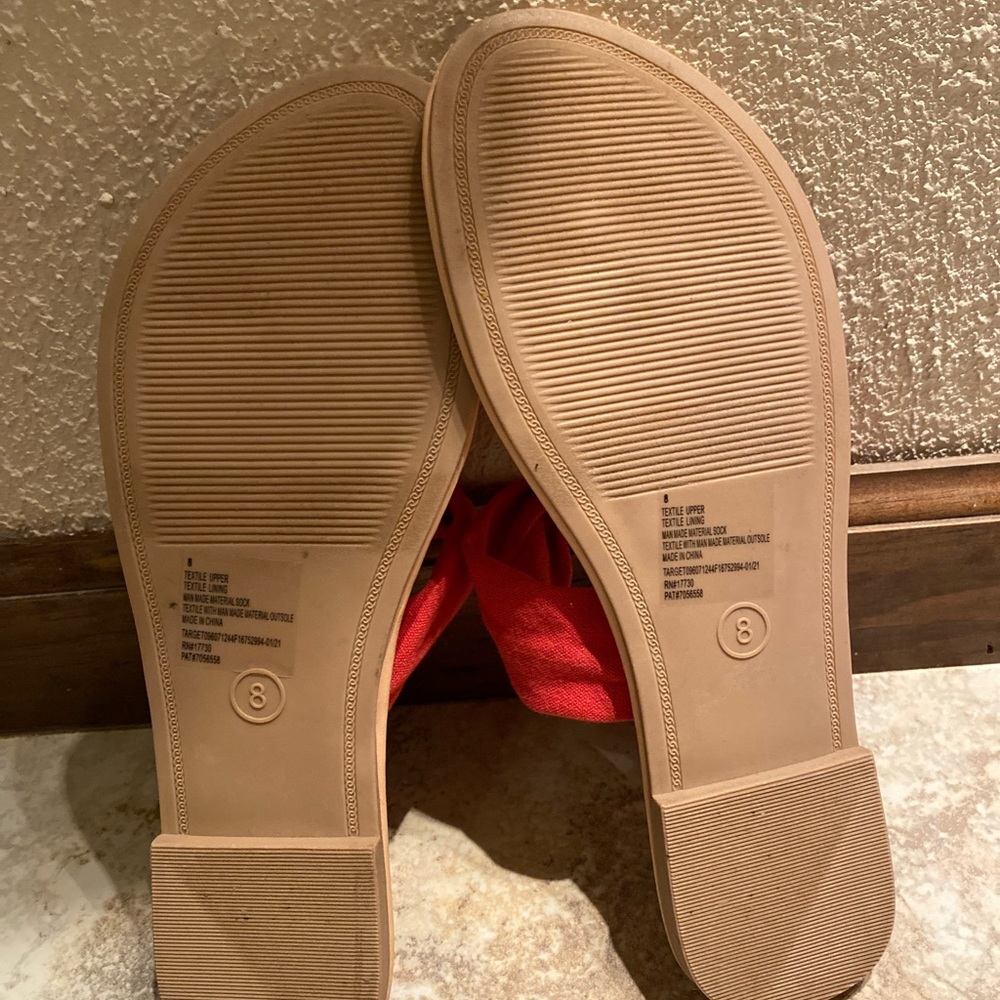 Hannah Knotted Bow Flip Flop Sandals A New Day Size 8 Red Knot Tie - Picture 4 of 7